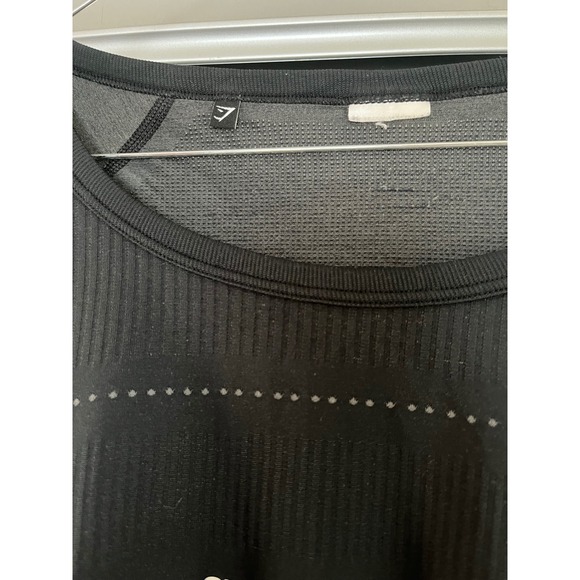 Gymshark Womens Black Long Sleeve Mesh Crop Top Drawstring Hem Activewear Small - Picture 7 of 7